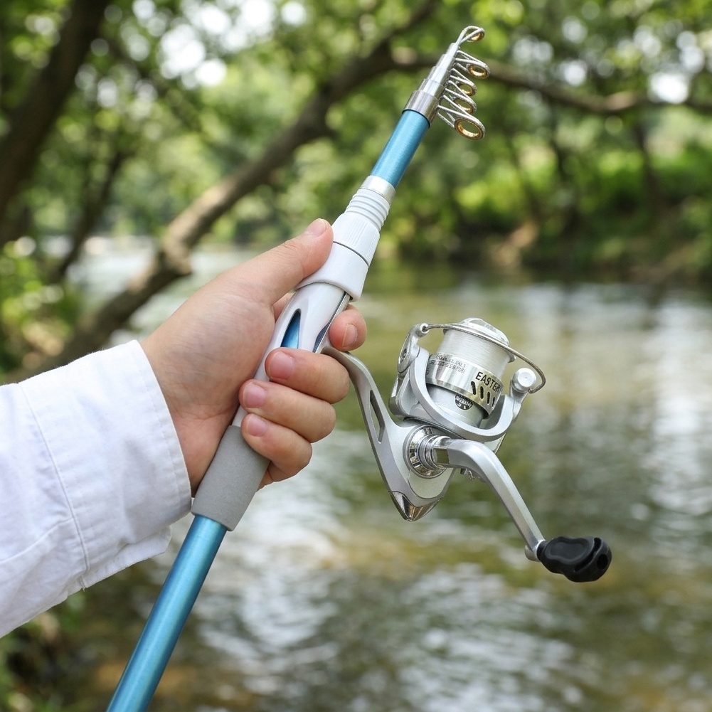 Canna da pesca blu e bianca da - Fishing Rod Combo recensione e prezzo